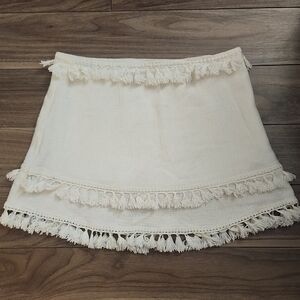 🔥Cute Cream Tassel Trim Mini Skirt